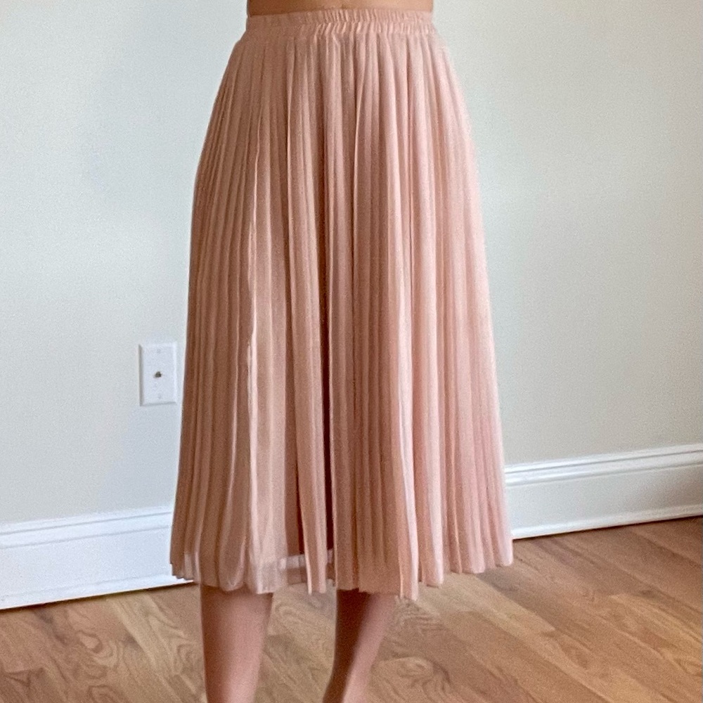 Vintage Chiffon Pleated Midi Skirt